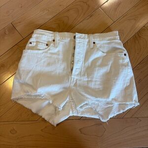 Levi's White Jean Shorts Distressed High-Waisted